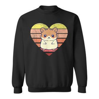 Cute Hamster Design Retro Heart Shape Vintage Sweatshirt - Seseable