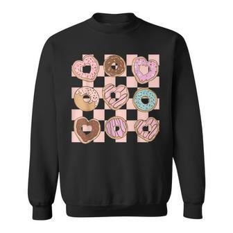 Cute Heart Donuts Funny Valentines Day Donut Lover Sweatshirt - Seseable