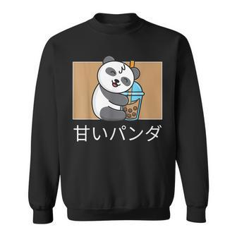 Cute Kawaii Panda Drinks Bubble Tea Japanese I Love Boba Men Women Sweatshirt Graphic Print Unisex - Seseable
