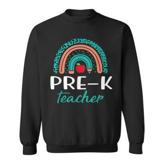 Cute Pre-K Teacher With Rainbow Men Women Teacher Men Women Sweatshirt Graphic Print Unisex - Seseable