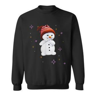 Cute Snowman With Snowflakes Gift For Christmas Men Women Sweatshirt Graphic Print Unisex - Seseable