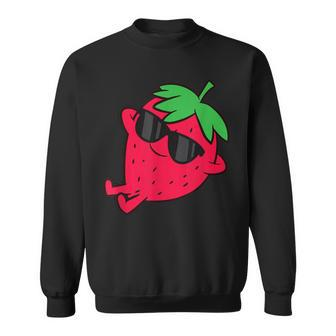 Cute Strawberry Fruit Relaxing Lazy Strawberry Sweatshirt | Mazezy