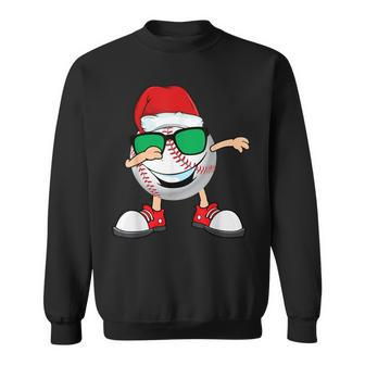 Dabbing Baseball Ball Santa Hat Sunglasses Funny Christmas Men Women Sweatshirt Graphic Print Unisex - Seseable