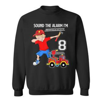 Dabbing Fire Fighter Truck 8 Years Old Birthday T Sweatshirt - Seseable