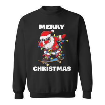Dabbing Santa Claus Skateboard Funny Merry Christmas Men Women Sweatshirt Graphic Print Unisex - Seseable
