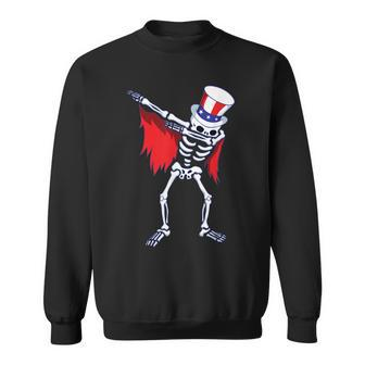 Dabbing Uncle Sam Skeleton Dab For Freedom 4Th Of July Skull Sweatshirt | Mazezy
