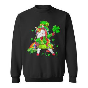 Dabbing Unicorn Holding Shamrocks Patricks Day Lover Family Sweatshirt - Seseable