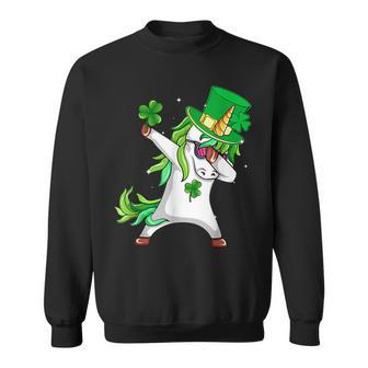 Dabbing Unicorn Leprechaun Hat Saint Patricks Day Shamrock Sweatshirt - Seseable