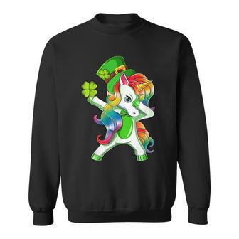 Dabbing Unicorn St Patricks Day Irish Shamrock Lepricorn Sweatshirt - Seseable