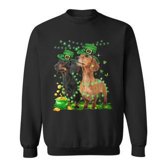 Dachshund St Patricks Day Lover Irish Shamrock Dog Loves Sweatshirt - Seseable