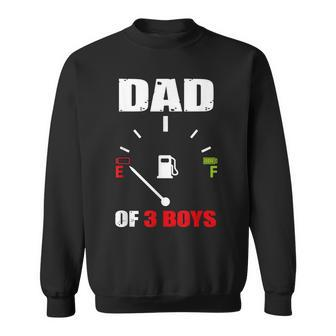 Dad Of 3 Boys Vintage Dad Battery Low Fathers Day Sweatshirt - Seseable