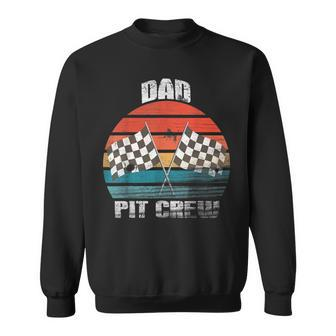 Dad Pit Crew Race Car Chekered Flag Vintage Racing Party Sweatshirt - Seseable