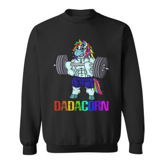 Dadacorn Manly Unicorn Weightlifting Muscle Fathers Day Gift Men Women Sweatshirt Graphic Print Unisex - Seseable