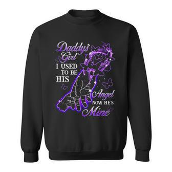 Daddy’S Girl I Used To Be His Angel Bow He’S Mine Butterflies Sweatshirt | Mazezy