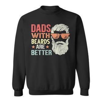Dads With Beards Are Better Retro Father´S Day Bearded Daddy Sweatshirt - Thegiftio UK