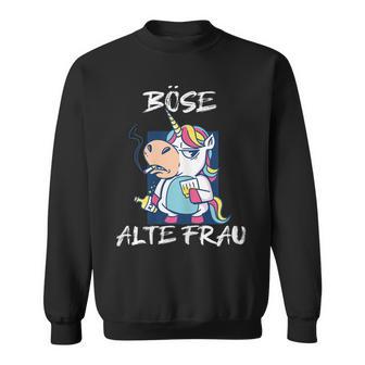 Damen Böse Alte Frau Für Oma Großmuter Spruch Rockerin Sweatshirt - Seseable