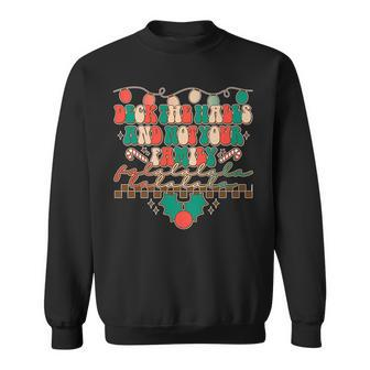 Deck The Halls And Not Your Family Funny Retro Christmas Men Women Sweatshirt Graphic Print Unisex - Seseable