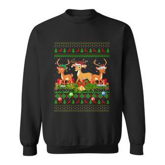 Deer Lover Xmas Lighting Santa Ugly Deer Christmas Funny Gift Sweatshirt - Monsterry DE