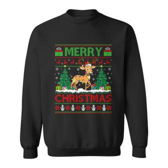 Deer Lover Xmas Tree Lights Ugly Santa Deer Christmas Great Gift Sweatshirt - Monsterry