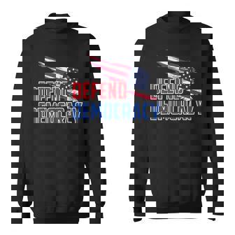 Defend Democracy Usa Pride Patriotic Message Us Flag Men Women Sweatshirt Graphic Print Unisex - Thegiftio