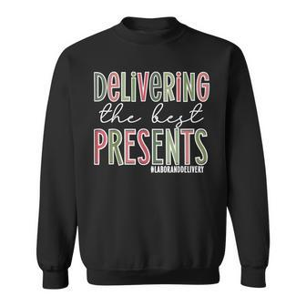 Delivering The Best Presents Labor And Delivery Nurse Xmas Men Women Sweatshirt Graphic Print Unisex - Seseable
