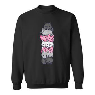 Demigirl Pride Cat Lgbt Demi Girl Flag Cute Kawaii Cats Gift Sweatshirt | Mazezy