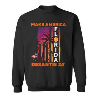 Desantis 2024 Make America Florida Flamingo Flag Election Men Women Sweatshirt Graphic Print Unisex - Thegiftio UK
