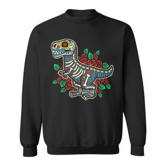 Dia De Muertos Trex Sugar Skull Mexican Halloween Dinosaur Men Women Sweatshirt Graphic Print Unisex - Thegiftio UK