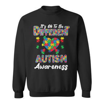 Different Autism Awareness Month Heart Puzzle Pieces Women Sweatshirt | Mazezy AU