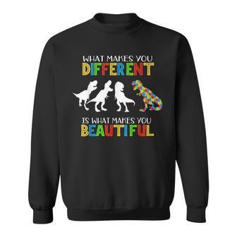 Different Beautiful Autism Awareness Puzzle Piece Dinosaur  Sweatshirt