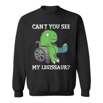 Dino Funny Get Well Broken Leg Gift Dinosaur With A Cast Sweatshirt | Mazezy