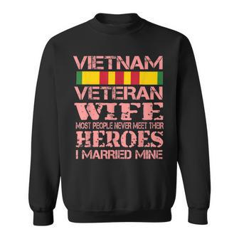 Distressed Vietnam War Veteran Wife Supporter V2 Men Women Sweatshirt Graphic Print Unisex - Seseable