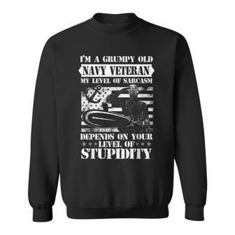 Distressed Vintage I M A Grumpy Old Quote Navy Men Women Sweatshirt Graphic Print Unisex - Seseable