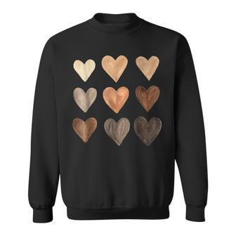 Diversity Heart Skin Tones Black Pride Melanin Kindness Gift Men Women Sweatshirt Graphic Print Unisex - Seseable