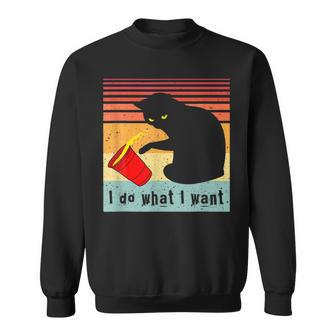 Do What I-Want Vintage-Black-Cat-Red Cup Funny My-Cat  Sweatshirt