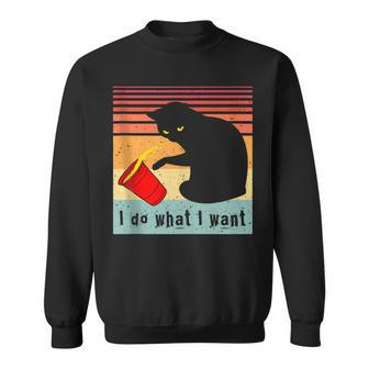 Do What I Want Vintage Black Cat Red Cup Funny My Cat V2 Sweatshirt - Seseable