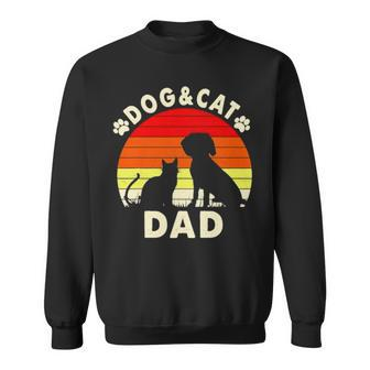 Dog And Cat Dad Vintage Retro Sweatshirt | Mazezy