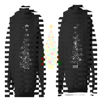 Dog Lovers Cute And Funny Dog Paws Prints Tree Christmas Men Women Sweatshirt Graphic Print Unisex - Thegiftio UK
