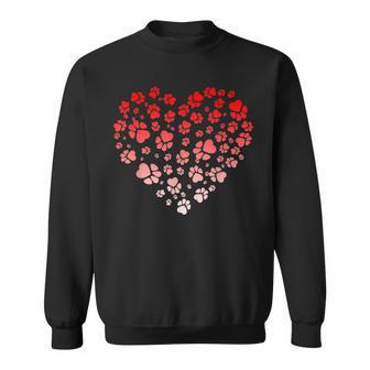 Dog Paw Gifts Love & Heart Puppy Dog Valentines Day Sweatshirt - Seseable