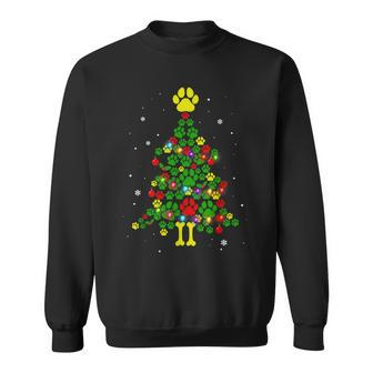 Dog Paws Lover Footprint Christmas Tree Family Matching Pjs Men Women Sweatshirt Graphic Print Unisex - Seseable