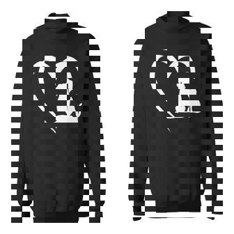 Dog Puppy And Baby Cat Heart - Animal Dog & Cat Heart Sweatshirt | Mazezy