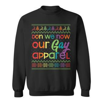Don We Now Our Gay Apparel Gay Christmas Funny Lgbt Xmas Men Women Sweatshirt Graphic Print Unisex - Seseable