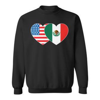 Doppelherz Mexiko & USA Flagge Langarmshirt für mexikanisch-amerikanische Patrioten Sweatshirt - Seseable