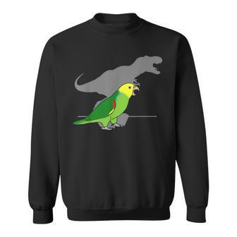 Double Yellow Headed Amazon T-Rex Birb Memes Dinosaur Parrot Men Women Sweatshirt Graphic Print Unisex - Thegiftio UK
