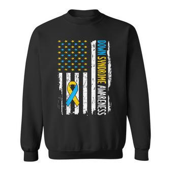 Down Syndrome Awareness American Flag T21 Down Syndrome Sweatshirt | Mazezy