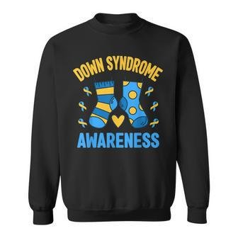 Down Syndrome Awareness Socks T21 Blue Yellow Ribbon Sweatshirt | Mazezy