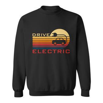 Drive Electric Vehicle Ev Car Gift Retro Sunset Funny Sweatshirt - Monsterry DE