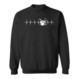 Drums Heartbeat For Drummers & Percussionists Drum Design Sweatshirt | Mazezy