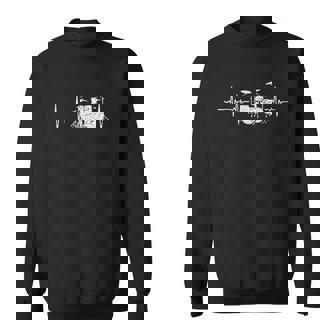 Drums Heartbeat Rock Music Lover Gifts Band Member Drummers Men Women Sweatshirt Graphic Print Unisex - Thegiftio