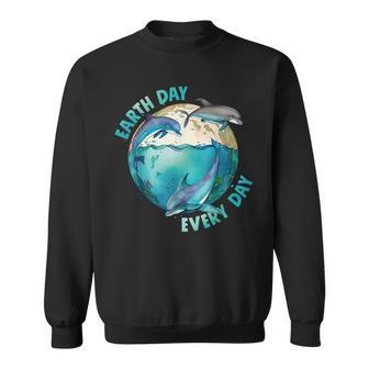 Earth Day Every Day Three Dolphins Ocean Climate Change Sweatshirt | Mazezy